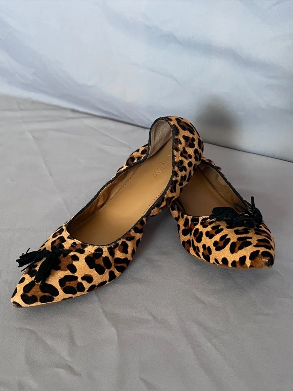 J Crew leopard print tassel pointed toe flats | size 8.5 - Picture 1 of 6
